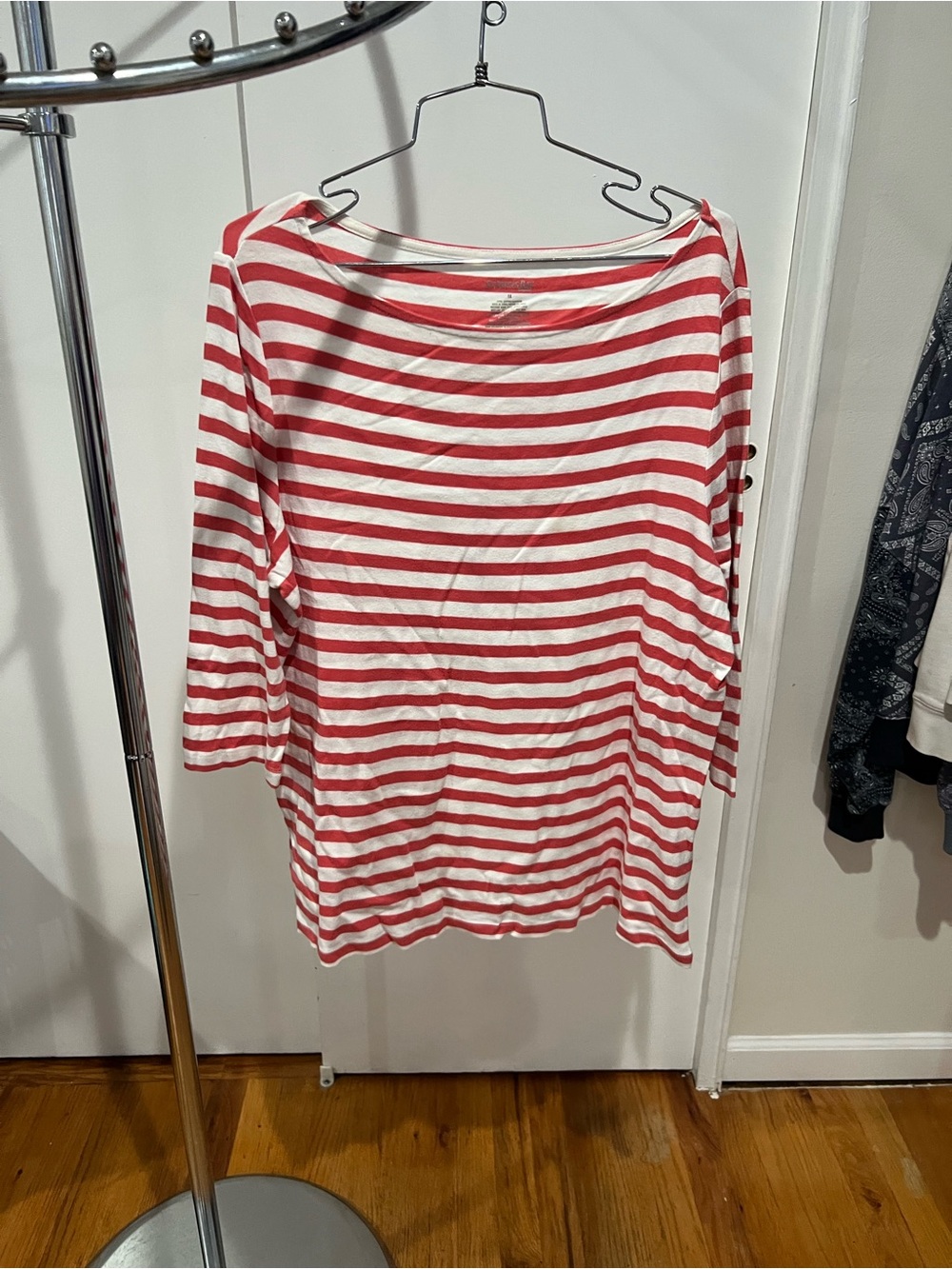 Striped Boatneck Women’s Top - Red & White